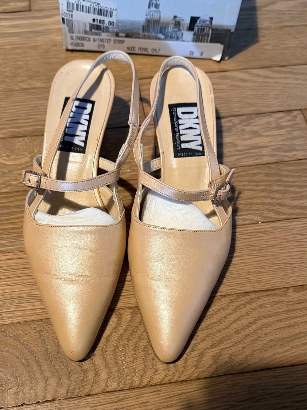 DKNY Nude/Beige Pointed-Toe Slingback Mules